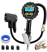 AZUNO Bike Tire Inflator with Pressure Gauge - Easiest use with Both Presta and Schrader Bicycle ...