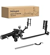Nilight 800 lbs Round Bar Weight Distributing Hitches Kit with Sway Control, 2-in Solid Steel Sha...