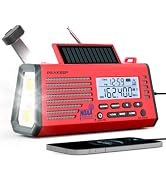 Peakeep Emergency Radio NOAA Weather Alert Battery Solar Crank Powered | Portable Radio AM FM SW,...