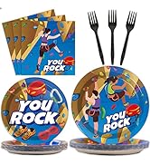 96 Pcs Rock Climbing Paper Plate and Napkins Supplies Tableware Disposable Climbing Camping Party...
