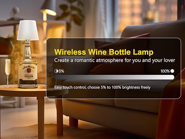 Wireless Bottle Lamp, Wine Bottle Lights with Touch Dimming, Rechargeable 3 Color Temperatures 