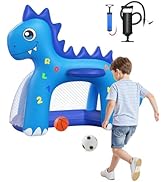 JOSEN Inflatable Toddler Basketball Hoop &amp; Soccer Goal, 2-in-1 Mini Basketball Hoop Indoor Outdoo...