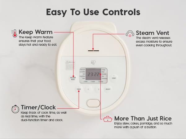 IRIS USA Micom Japanese Rice Cooker, 3-Cup Uncooked/6-Cup Cooked, Fuzzy Logic Kitchen Appliance