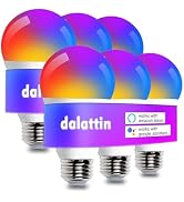 dalattin A19 Led Light Bulb, Smart Bulb WiFi &amp; Bluetooth RGBCW Color Changing Light Bulb, Work wi...