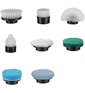 qimedo Battery Electric Tile Floor Scrubber Brushes Heads, 8-in-1 Electric Spin Scrubber Replacem...