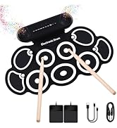 G7 Electronic Drum Set, 9-Pad Drum Kit with Built-in Speakers, 7 Drum Sounds, Bluetooth &amp; AUX, Ro...