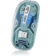 Uiosmuph Bluetooth Wireless Mouse Tri-Mode (BT5.1+BT5.1+2.4GHz) USB C Rechargeable Transparent Co...