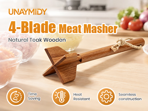 Teak Wooden Ground Beef Masher 