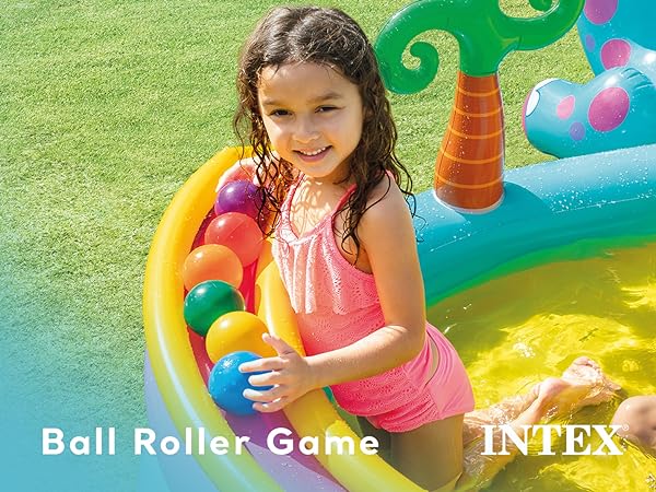 Intex 11ft x 7.5ft x 44in Dinoland Play Center Kiddie Inflatable Swimming Pool Caro3