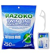 Twin-Line Dental Floss Picks High Toughness Toothpicks Sticks with Portable Cases 250Pcs
