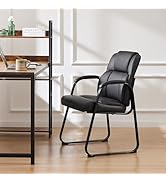 DUMOS Leather Guest Chair,Waiting Room Chairs with Sled Base Padded Arm Rest for Meeting Conferen...
