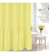 Seenus Bright Yellow Ruffle Shower Curtain with Waterproof TPU Backed, Soft Microfiber French Cou...