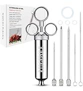 RIDGEPOLE Meat Injector, Marinade Injector with 3 Marinade Needles,Seasoning Injector, Turkey Inj...