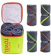 4Monster 4 Pack Microfiber Bath Towel Camping Towel Swimming Towel Sports Towel with Accessory Ba...