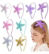 Aswewamt 8 Pcs Starfish Headbands Sequin Glitter Sea Star Hair Band Sparkling Hair Hoop Cute Head...