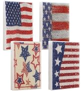 4Pcs USA Flag Heavy Duty Kitchen Dish Sponges | 4th of July Large Non-Scratch Scrub Pad | Househo...