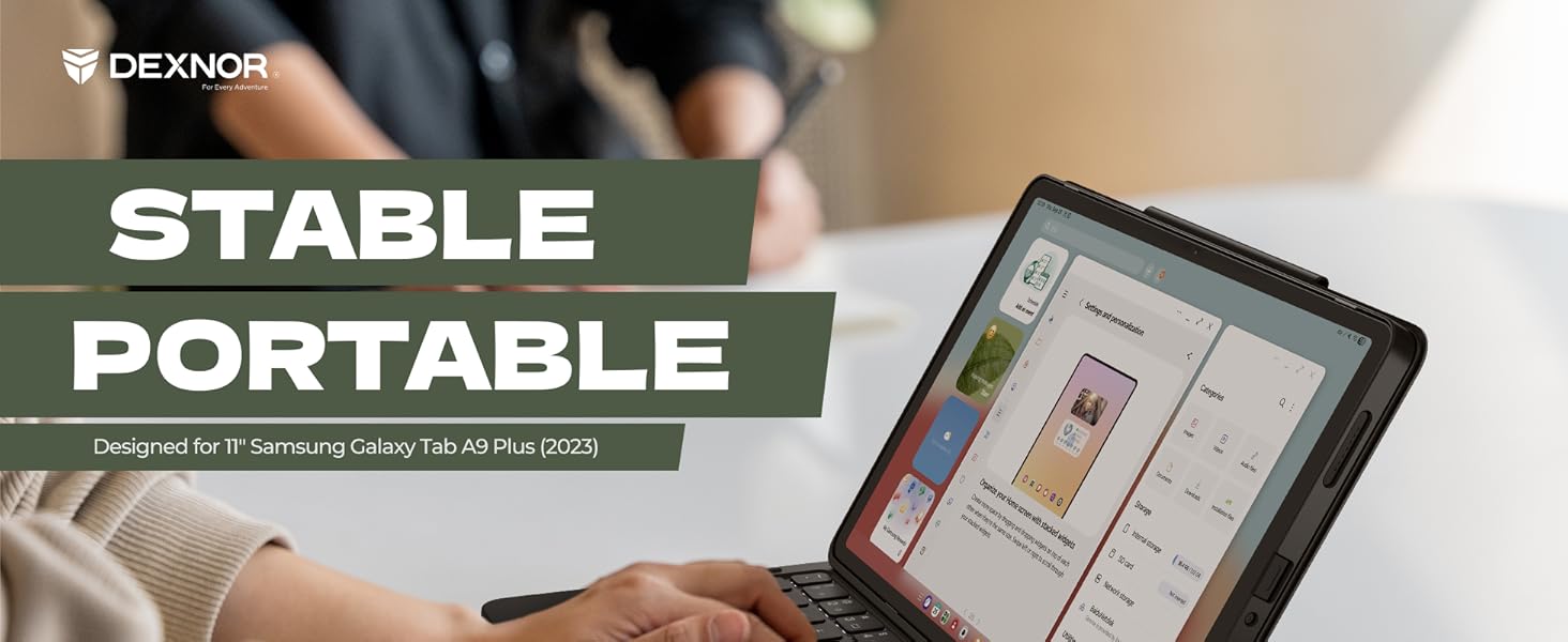 Dexnor for Samsung Galaxy Tab A9+ Plus Keyboard Case Ultra-light Magnetic Folio Keyboard Cover