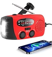 Hand Crank Emergency Radio, NOAA Weather Radio with 74000mWh Power Bank, Portable Radios Solar Cr...