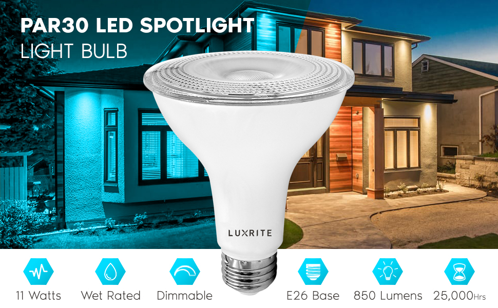 par30 led light bulb floodlight spotlight e26 medium base wet rated indoor outdoor par 30 long neck