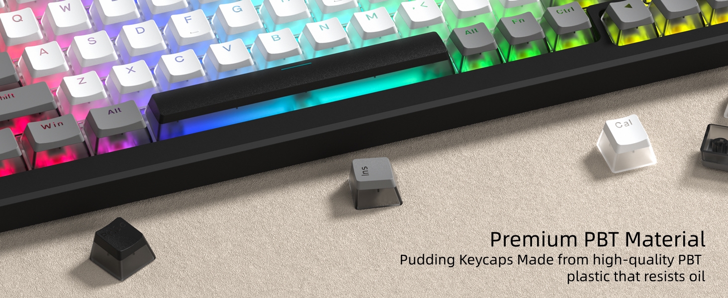 PBT Shine Through Keycaps for mechanical keyboard, Pudding Keycaps 60% 75% 100% Keyboard