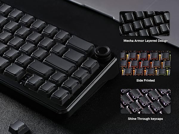 dagaladoo Shine Through keycaps Set,Double Shot PBT keycaps Mecha Armor