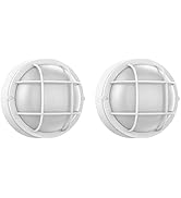 2 Pack 8" Bulkhead LED Light White Round Nautical Light,Outdoor 8" Bulkhead Wall Light LED Sauna ...
