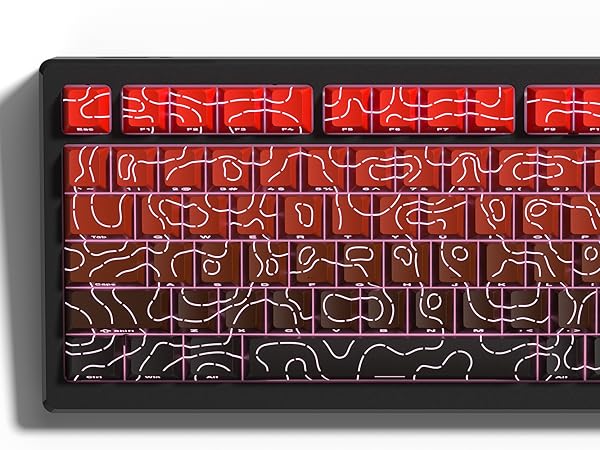 Double Shot PBT keycaps 119 Keys Set White Topographic Shine Through keycaps Cherry Profile Key caps