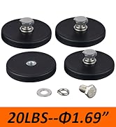 MUTUACTOR 4Pack Neodymium Rubber Coated Magnets Heavy Duty with M6 Female Threaded Studs,24lbs An...