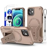 for iPhone 12/iPhone 12 Pro case[Compatible with MagSafe][with 2 * 9H Tempered Glass Screen Prote...