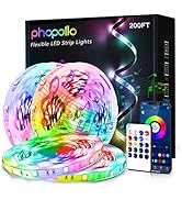 phopollo LED Lights for Bedroom 200 ft (4 Rolls of 50 ft), Music Sync Color Changing, Smart App C...