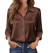 Zeagoo Womens Tops Long Sleeve Satin Silk Button Down Shirts Dressy Blouses | Business Casual Out...