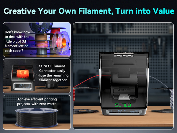 SUNLU Filament Connector, Fast Heating Filament Connector for 3D Printer Filament 1.75mm
