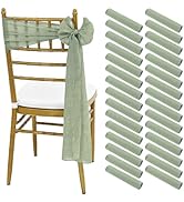 Showgeous 30 Pcs Sage Green Chair Sashes for Wedding Chair Decorations, Cheesecloth Chair Bow Sas...