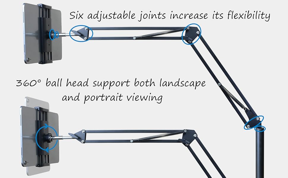 Six adjustable joints increase its flexibility