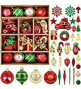 EverMerry 82PCS Christmas Balls Ornaments, Ornaments with Hanging Strings for Christmas Tree Deco...