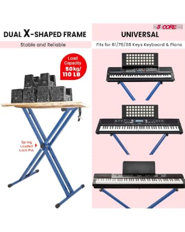 5 CORE Keyboard Stand Piano Heavy Duty Z Style Adjustable Keyboard Holder Digital Piano Keyboard Sta...