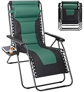 Sweetcrispy Zero Gravity Chairs, Foldable Patio Reclining Chairs with Adjustable Pillow &amp; Cup Hol...