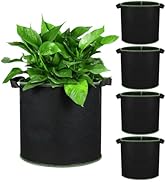 DOITOOL 5 Pack 4 Gallon Plant Grow Bags, Nonwoven Plant Fabric Pots with Handles, Vegetable/Flowe...