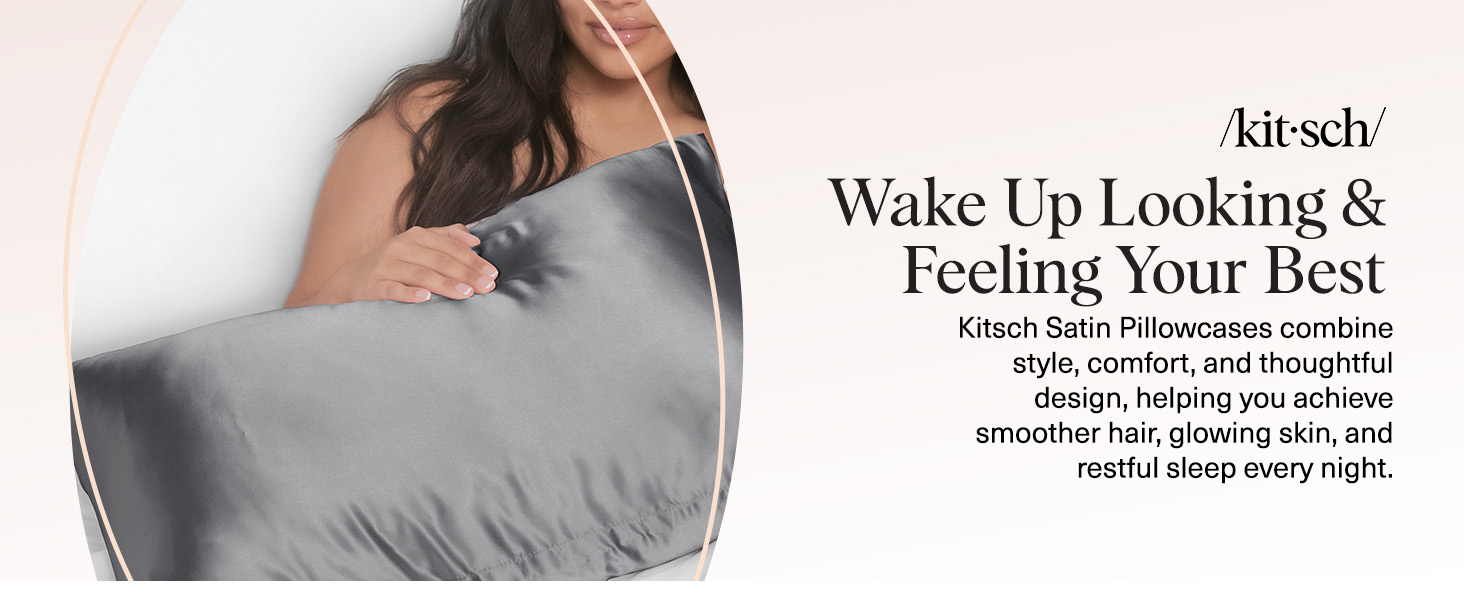 Kitsch Satin Pillowcase Standard Charcoal 2pcs