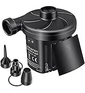 sanipoe Battery Powered Air Mattress Pump, Electric Quick-Fill Blower Portable Inflator Deflator ...