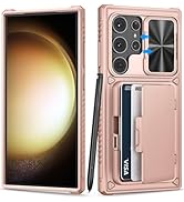BXYJY for Samsung Galaxy S23 Ultra Case with Card Holder (Store 4-5 Cards), Slide Lens Cover &amp; St...