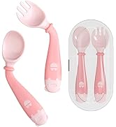 Deejoy Baby Spoons with Travel Safe Case,Toddlers Feeding Training Spoon,Silicone Toddler Utensil...