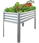 FORTUNO Raised Garden Bed with Legs 48"x24"x33"H Outdoor Metal Elevated Planter Box Raised Beds f...