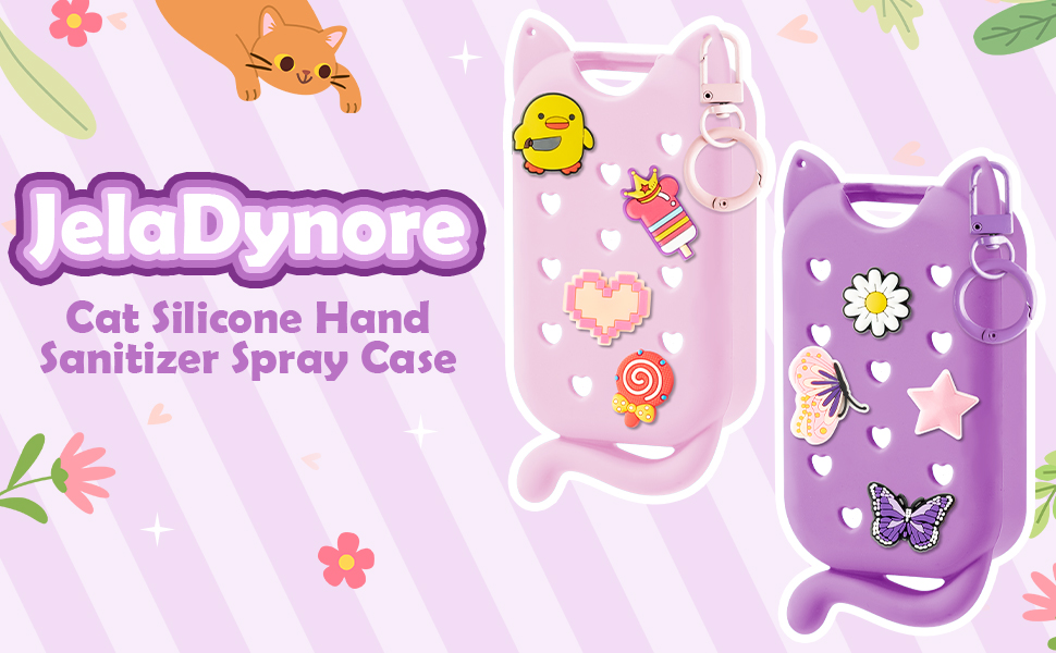 JelaDynore 2Pcs Cat Silicone Case for Touchland Hand Sanitizer Spray