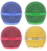 4pcs Microphone Mesh Grill: Metal Microphone Grille Replacement Microphone Grill Heads Color Comp...