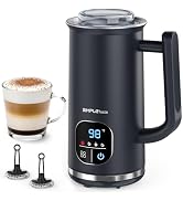 SIMPLETASTE Milk Frother, 4-in-1 Electric Milk Steamer with LED Touch Screen, Automatic Warm and ...