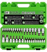 SWANLAKE 34PCS Master TORX Bit Socket Set, Premium S2 Alloy Steel, Solid Star &amp; Tamper Proof T6 ~...