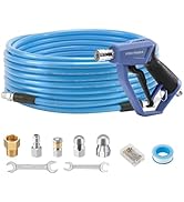 RIDGE WASHER Sewer Jetter Kit for Pressure Washer 50FT, 3600 PSI Drain Cleaning Hose with Short P...