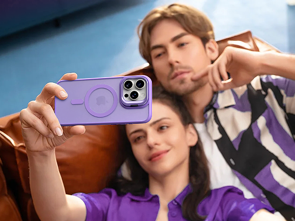 Clear Purple iPhone 15 Case with Screen Protector &amp; Camera Lens Protector,Compatible with MagSafe