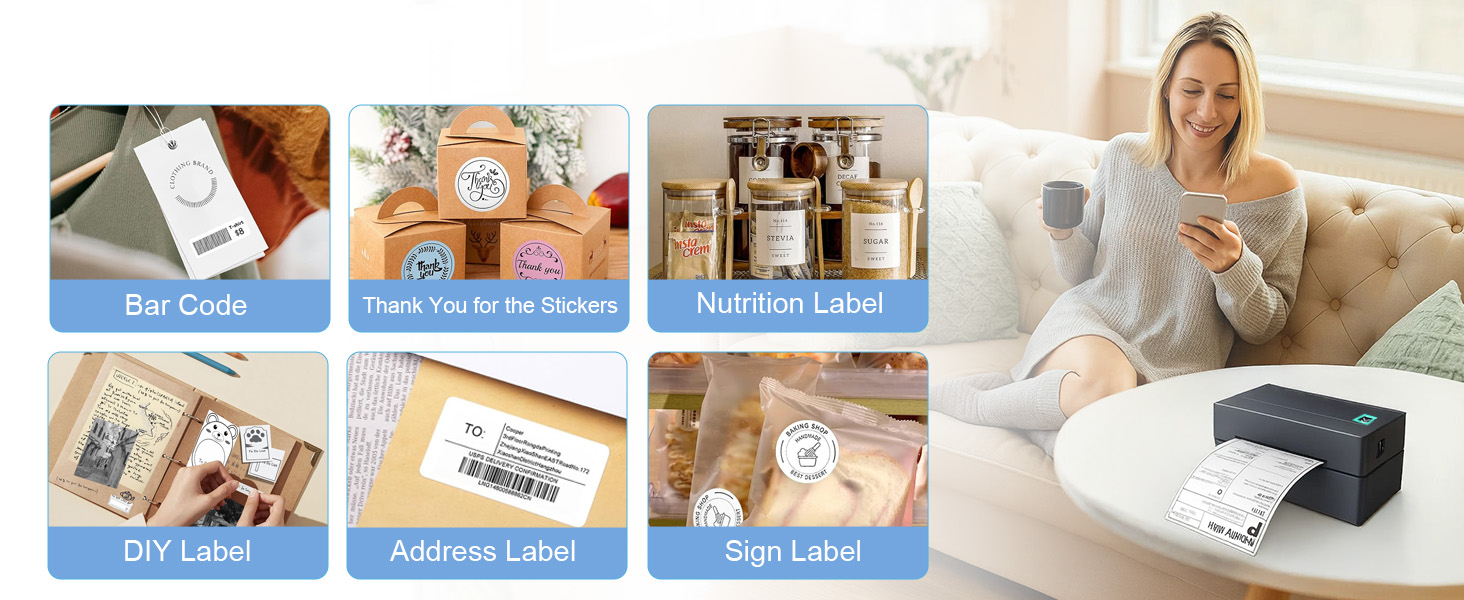 NULLTONEX Bluetooth Thermal Shipping Label Printer is suitable for various scenarios